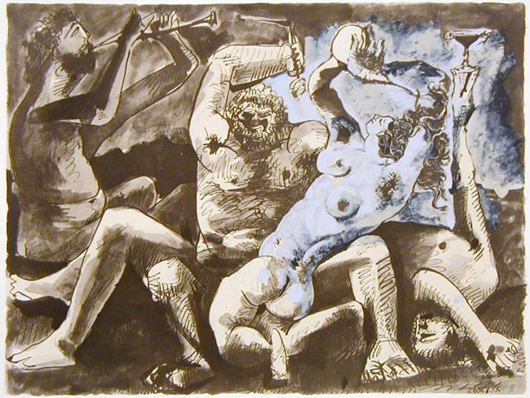 Picasso Original Print Bacchanale Nude Portrait  Est.  $3450-$5350 Photo Courtesy Universal Live